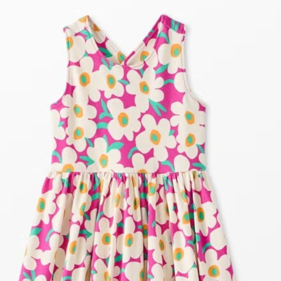 Hanna Anderson, Print Crossback Skater Dress with Pockets, Size 3, Bold Poppy - Picture 1 of 4